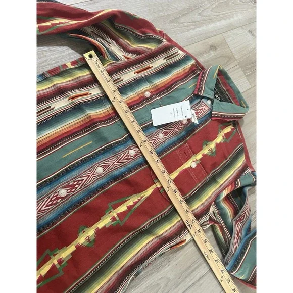 RRL Ralph Lauren Southwestern Inspired Cotton Jacquard Workshirt-MEN-XS - Picture 4 of 6